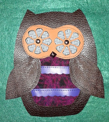 decore chouette en cuir et tissu