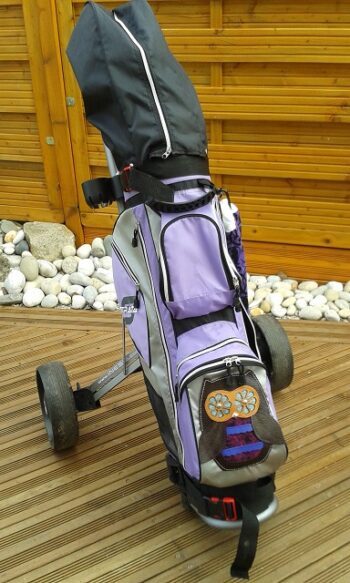 decor chouette en cuir pour chariot de golf