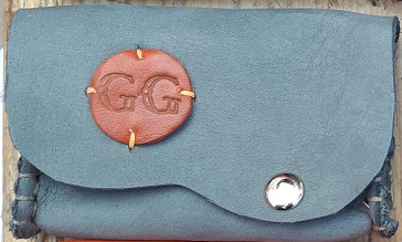 etui carte de viste en cuir gris initial GG