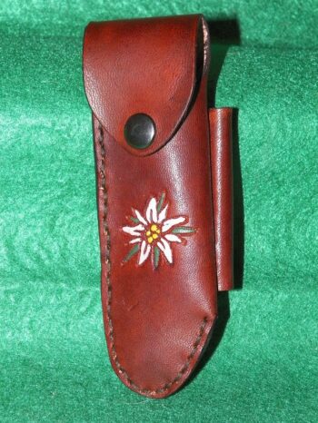 etui couteau en cuir fleur edelweis