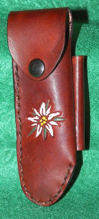 etui couteau en cuir fleur edelweis